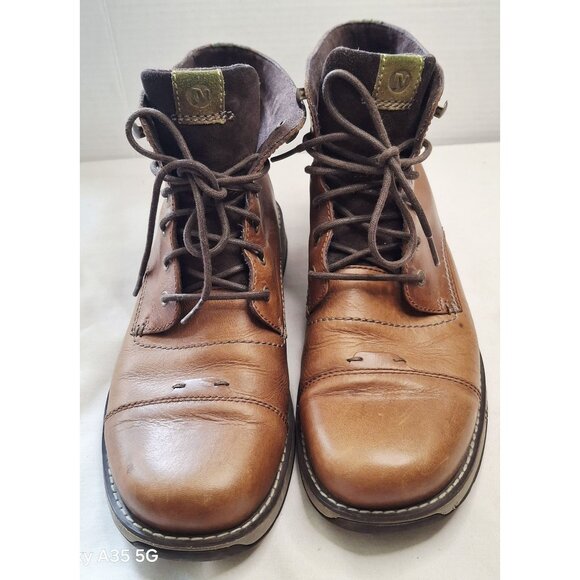 Merrell Mens Brown Leather Lace-Up Boots Size 9 US / 8.5 UK / 43 EU With Suede A - Picture 1 of 6